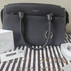 Henri Bendel Grey Leather Tote Bag W57th Carryall